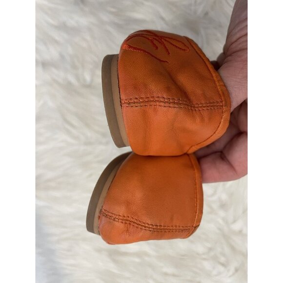 Sam Edelman Size 6.5M Felicia Ballet Flats Orange Leather Comfort Bow - Picture 5 of 8